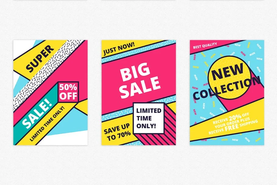 27款孟菲斯风格撞色促销海报 - Image 10