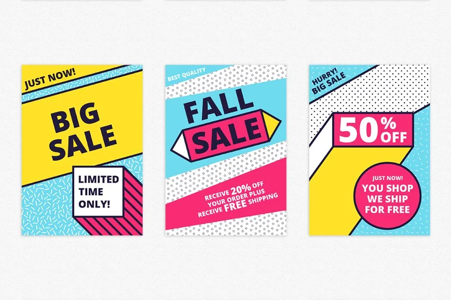 27款孟菲斯风格撞色促销海报 - Image 3