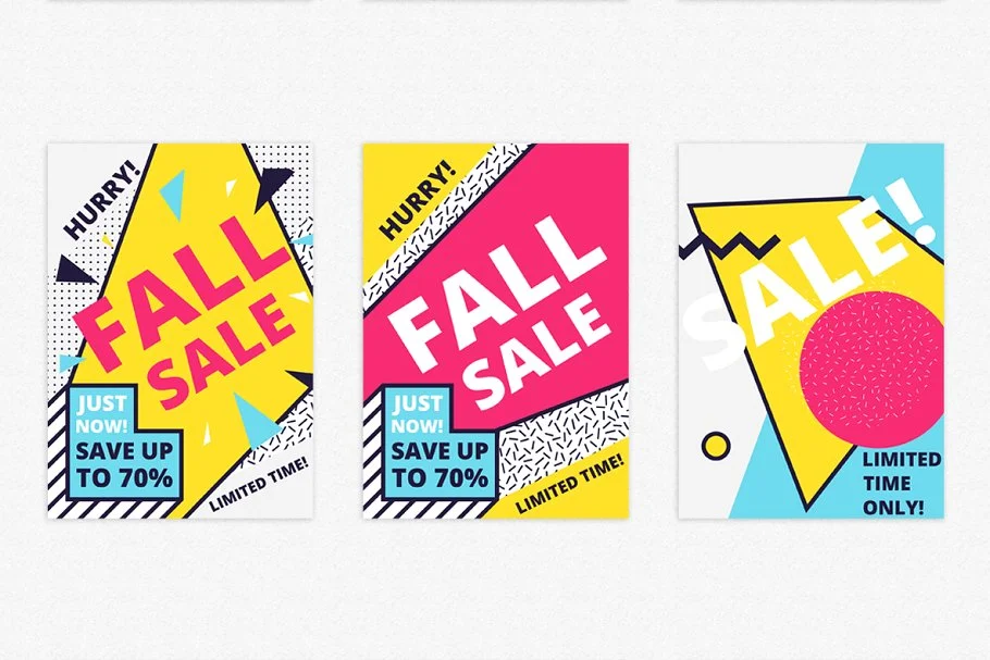 27款孟菲斯风格撞色促销海报 - Image 5