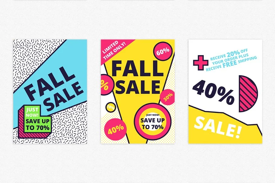 27款孟菲斯风格撞色促销海报 - Image 6