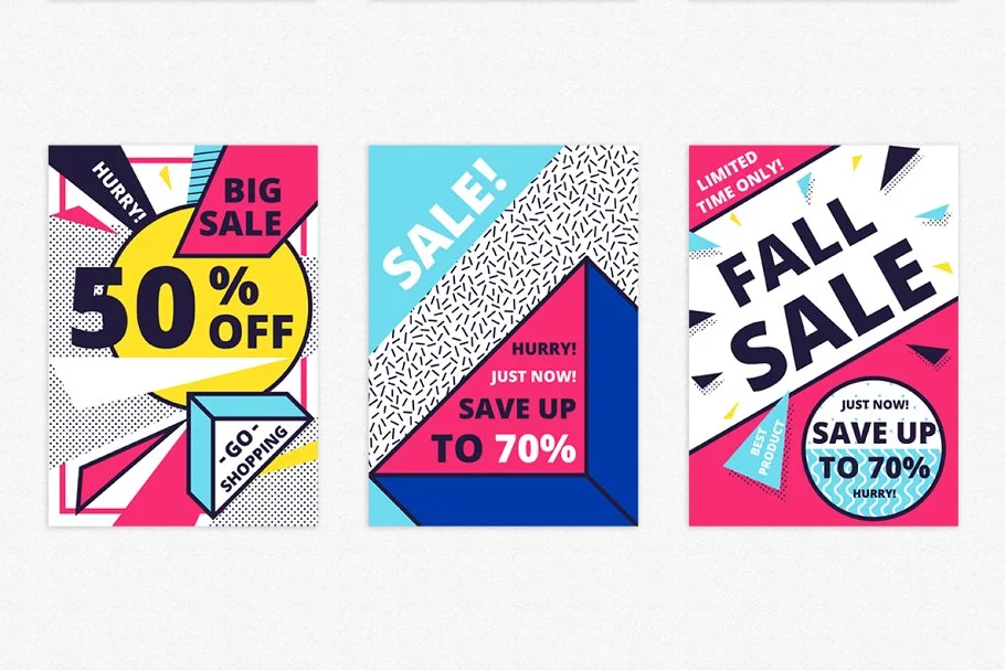 27款孟菲斯风格撞色促销海报 - Image 8